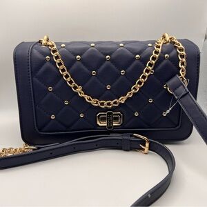 Badgley Mishka Navy Quilted Chain Shoulder Bag